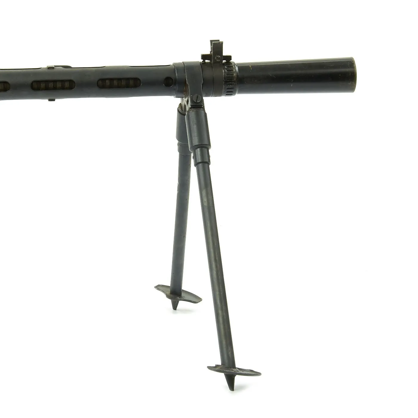 Authentic WWII Danish Madsen Light Machine Gun with Monopod and Magazine Pouch - Collectors Display Piece