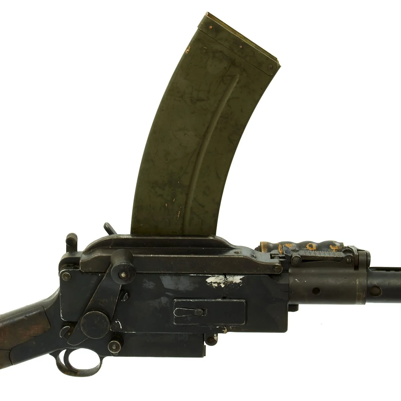 Authentic WWII Danish Madsen Light Machine Gun with Monopod and Magazine Pouch - Collectors Display Piece