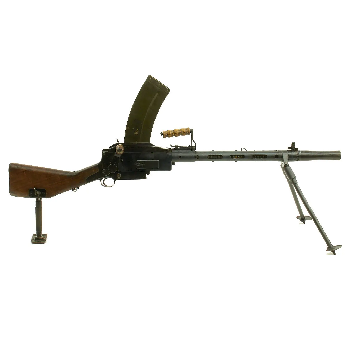 Original WWII Danish Madsen Display Light Machine Gun with Monopod, Magazine Pouch & Magazines