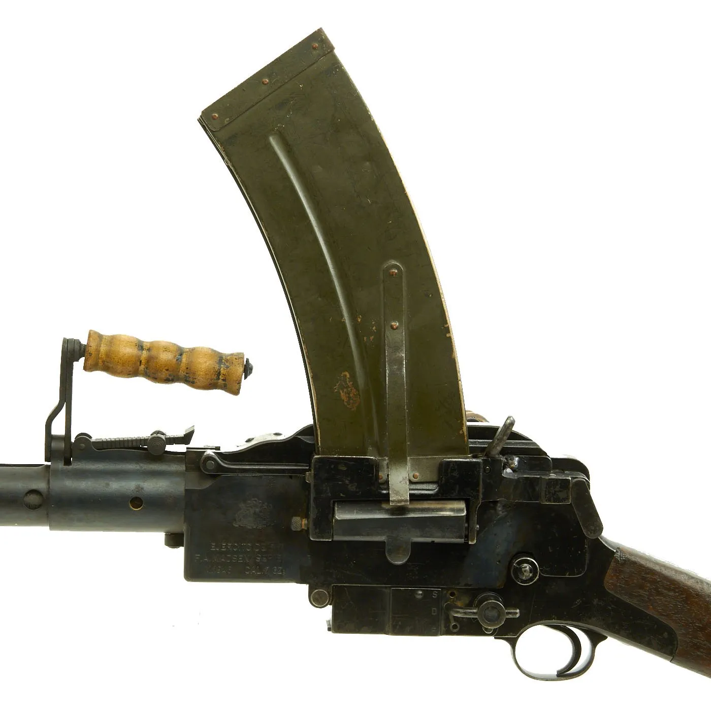 Original WWII Danish Madsen Display Light Machine Gun with Monopod, Magazine Pouch & Magazines