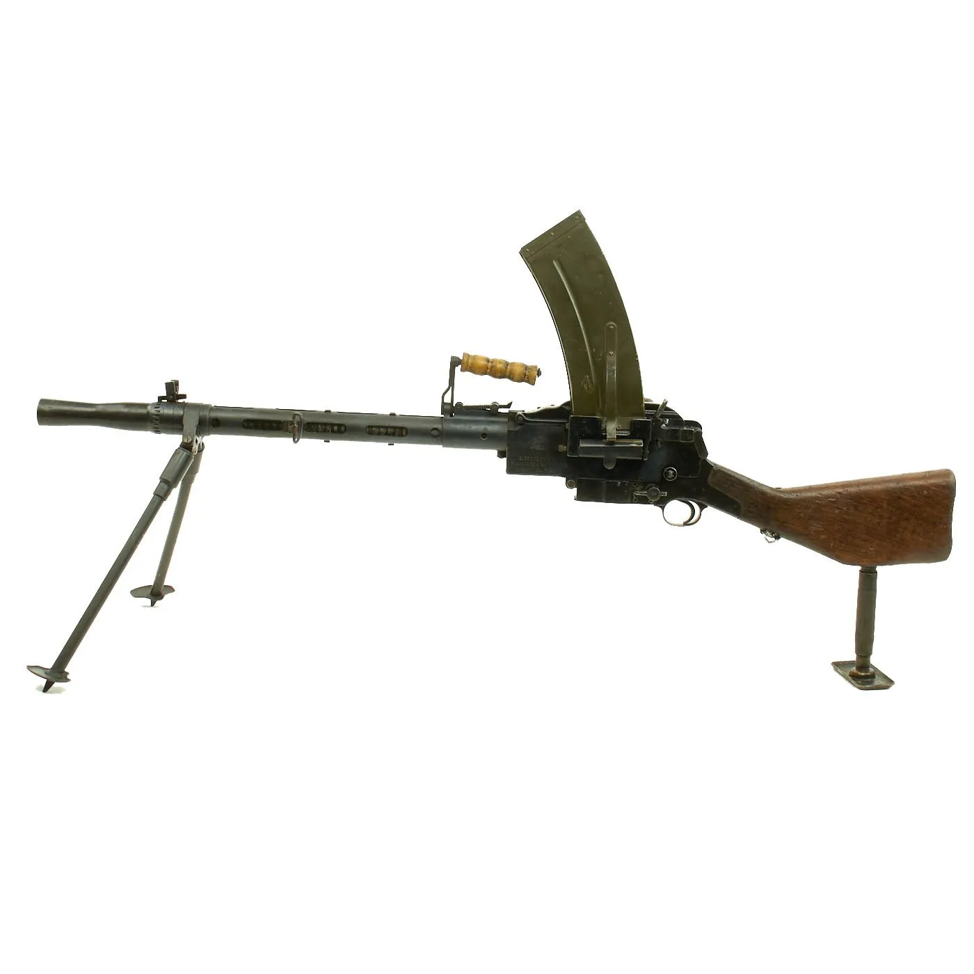 Original WWII Danish Madsen Display Light Machine Gun with Monopod, Magazine Pouch & Magazines