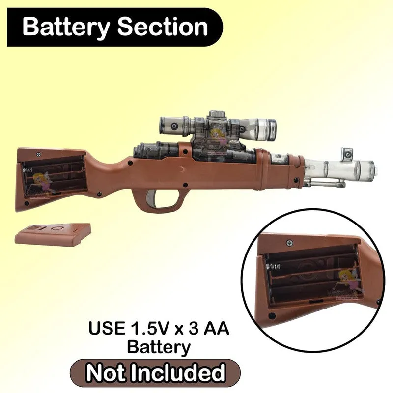 Plastic Musical Gun Toy for Kids, Battery Operated Toy Gun with Flashing LED Lights, Compact Size Pretend Play Toy Gun with Easy Grip, Brown