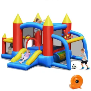 Super Cute & Colourful Inflatable Kids Bouncy Slide Jumping Castle House With 740W Blower | Indoor / Outdoor,Basketball,Football,Ball Pit,Carry Bag