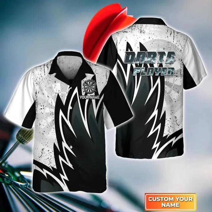 White Dartboard Personalized Name 3D Hawaiian Shirt For Darts Team Player